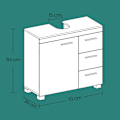 Miniatyrbillede 6 af 6: Rootz Sink Cabinet - Badeværelsesskab - Vanity Cabinet - 3 store skuffer - MDF - 30x70x64cm