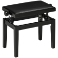 Miniatyrbillede 7 af 7: Rootz Piano Bench - Klaverstol - Højdejusterbar - Elegant højglans - Imiteret læder + Gummitræ - Sort - 63 x 33 x 56 cm