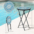 Miniatyrbillede 3 af 10: Rootz Mosaic Garden Bord - Foldbar terrassebord - Runde gårdhaveborde - Rumbesparende design - Ø35,5 x 55 timer cm