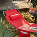 Miniatyrbillede 6 af 10: Rootz Justerbar Strandseng - Haveseng - Sammenklappelig liggestol - Åndbart stof - Aftagelig pude - Sidelomme - Hurtig fold design - 195 cm x 58 cm x