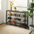 Miniatyrbillede 2 af 7: Rootz Skoskab - 4 lag - Skostativ - Skobænk - Rustik brun - Industriel - 100 x 30 x 72 cm
