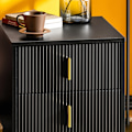 Miniatyrbillede 7 af 9: Rootz Moderne sengebord med 2 skuffer - Sofabord - Sidebord - Ridsefaste gulvbeskyttere - Elegant sort og guld design - Nem montering - 40cm x 47cm x