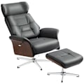 Miniatyrbillede 1 af 11: Rootz Relaxation Stol med afføring - Liggende drejestol - Læder Look lænestol - 360 ° Rotation - 80W x 84d x 108H cm