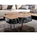 Miniatyrbillede 3 af 6: Rootz Sofabord - Sofabord - Massivt træ - Acacia - Træstamme - Brun - Metal - 115 x 70 x 40 cm