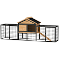 Miniatyrbillede 1 af 11: Rootz 2 Level Rabbit Stable - Double -Deck House - Udendørs kæledyrskabning - Vejrbestandigt, let rent - 217 cm x 53 cm x 86 cm