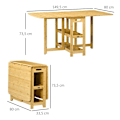 Miniatyrbillede 2 af 6: Rootz Foldebord - Spisebord - To foldbare sider - To hylder - Justerbare fødder - Bambus - 149,5 x 80 x 73,5 cm