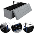 Miniatyrbillede 5 af 6: Rootz Hocker - Puf - Foldestol med opbevaringsplads - Bryst - Bænk - Opbevaring - Lysegrå - 110 x 38 x 38 cm