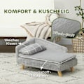 Miniatyrbild 4 av 11: Rootz Dog Sofa - Pet Couch - Caninsäte - Mjuk plyschkomfort - 70 x 42,5 x 38,5 cm grå