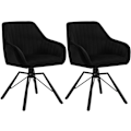 Miniatyrbillede 1 af 9: Rootz Roterende Spisestuestole Sæt med 2 - Fløjlslænestole - Drejestole - 360-graders rotation, Komfortable og robuste - 58 cm x 83,5 cm x 53,5 cm