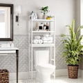 Miniatyrbillede 5 af 7: Rootz toiletstativ - Badeværelsesskab - Toiletskab - 3-lags -Baderumsarrangør - Hvid - Bambus - 63 x 26 x 163 cm