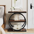 Miniatyrbillede 4 af 7: Rootz Endebord - Sidebord - Natbord - Pladsbesparende opbevaring - 30 cm Dybde x 60 cm Bredde x 65 cm Højde E1 MDF Træ & Metal
