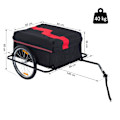 Miniatyrbillede 2 af 11: Rootz transporttrailere til cykler - rød, sort - stof, stål - 55,12 cm x 34,65 cm x 23,62 cm