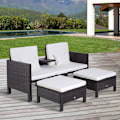 Miniatyrbillede 1 af 9: Rootz 3-delt havemøbler - Brun, Hvid - Polyrattan, Metal, Polyester - 63,78 cm x 25,59 cm x 33,86 cm