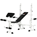 Miniatyrbillede 7 af 7: Rootz Vægtbænk med vægtstativ - Brystpress - Benpress - Armlæn til Bicep Curls - Stål - Sort og hvid - 180L x 134W x 113-136H cm