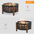 Miniatyrbillede 5 af 11: Rootz 2-i-1 Ildsted - Ildsted med gnistbeskyttelse - Ildsted med grillmad - Grillrist - Have - BBQ - Sort/Brun - Ф78 x 60H cm