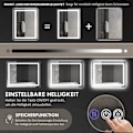 Miniatyrbild 4 av 10: Rootz LED-badrumsspegel - Väggmonterad sminkspegel - Sminkspegel - Justerbar belysning - Anti-dimteknik - 80cm x 60cm x 4cm