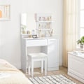 Miniatyrbillede 7 af 7: Rootz Toiletbord - Med hylder og skuffe - Makeup Skrivebord med hylder - Soveværelse Organizer - Vaskebord - Stilfuldt vaskebord - Spånplade - Hvid -