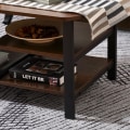 Miniatyrbillede 5 af 7: Nancy's Newington Salontafel - Koffietafel - 3 Niveauer - Opbergrum - Industrieel - Bruin - Sort - Bewerkt Hout - Staal - 100 x 60 x 46 cm