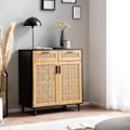 Miniatyrbillede 3 af 6: Rootz skænk 80 cm - Sort kommode - Wienervævet design - Stilfuld opbevaringsløsning - Holdbar og rummelig - 80 cm x 86,5 cm x 40 cm