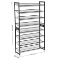 Miniatyrbillede 5 af 9: Rootz Skostativ med 8 niveauer - Sæt med 2 stabelbare 4-lags skoopslag - Metal skoopbevaring med justerbare mesh hylder - Sort