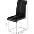 Miniatyrbillede 3 af 9: Rootz Spisestuestole Sæt med 4 - Gyngestol - Høje ryglæn - Sort imiteret læder - Stabil, Ergonomisk, Gulvvenlig - 41 cm x 100 cm x 55,5 cm