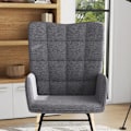 Miniatyrbild 6 av 6: Rootz gungstol - Retro massivt trä - Avkopplande stol - Bokträ - Mjuk stoppning - Elegant design - Stål - Mörkgrå - 71L x 92W x 101H cm