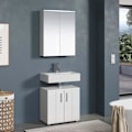 Miniatyrbillede 4 af 7: Rootz Vanity Unit - Bathroom Cabinet - Under-Sink Storage - Washstand - Bath Organizer - Sink Console - Base Cabinet - White with High Gloss Finish -