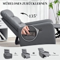 Miniatyrbillede 4 af 10: ROOTZ Relaxation lænestol - polstringstol med liggende funktion - hvilestol - USB -porte - grå - 79x89.5x104cm