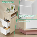 Miniatyrbillede 4 af 5: Rootz Bedside Bord - Smal sidebord - 2 skuffe natbord - Rumbesparende design - 30,1 cm x 25,1 cm x 65,1 cm