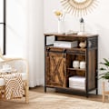 Miniatyrbillede 6 af 9: Rootz skænk - Opbevaringsskab - Køkkenskab - Skydedør - Åbent rum - Justerbar hylde - Industriel - Brun - Sort - 70 x 30 x 80 cm
