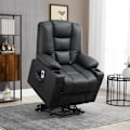 Miniatyrbillede 2 af 3: Rootz massagestol med ståhjælp - Riser stol - Fjernbetjening - Imiteret læder - Sort - 90x98x102 cm
