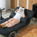 Miniatyrbillede 8 af 11: ROOTZ 2 -SEATER SOFA BED - KONVERTIBELSE SOCIE - SLEEPER SOFA - 5 -vejs justerbar komfort - 111x80x78 cm - sort efterligning, stålramme, puder inklude