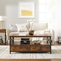 Miniatyrbillede 2 af 6: Rootz Vintage Brown Sofabord - Spånplade stål - Rustikt endebord - Rummelig opbevaring - Robust konstruktion - Nem montering - 100 cm x 55 cm x 47 cm