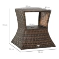 Miniatyrbillede 3 af 7: Rootz Garden Side Table - Rattan Tea Table - Coffee Table - Tea Table - Bistro Side Table - Umbrella Hole And Storage Space - Brown - 54 x 54 x 55 cm