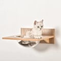 Miniatyrbild 6 av 10: Rootz klättervägg för katter - Katts klättervägg med skrapstolpe - Katttrappa - Hängmatta för kattmöbler - Sisal Akrylfuru - Ljusbrun - 100L x 25,5W x