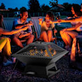 Miniatyrbillede 2 af 7: Rootz Fire Pit - Ildskål - Ildkurv - Ildbord - Rundt ildsted - Til havecamping - BBQ - Med Poker Spark Protection - Stål - Sort - 45 x 45 x 34 cm