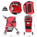 Miniatyrbillede 3 af 11: Rootz Hundevogn - Rød - Stof, Nylon', Jern - 29,53 cm x 17,72 cm x 38,19 cm