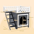 Miniatyrbillede 3 af 6: Rootz Cat Cave - Hyggeligt kattehus - Gemmested til kæledyr - Forhøjet design - Grantræ - Alsidigt kattebakkedæksel - 67,5L x 63W x 68,5H cm