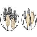 Miniatyrbillede 1 af 7: Rootz 3D vægmalerier - Sæt med 2 moderne vægdekoration - Metal vægdekoration - Badeværelse - Stue - Soveværelse - Spisestue - Guld + Sort - 40L x 46H