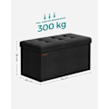 Miniatyrbillede 5 af 9: Rootz 1 Opbevaring Ottoman - Sædekiste - Stor skammel - MDF & skum - Imiteret linned - 38cm x 76cm x 38cm - Sort - 5,6 kg - 300 kg Kapacitet