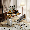 Pikkukuva 7 / 10: Rootz Computer Table - Pöytä Monitor Alue - Home Office Desk - USB & Type -C -yhteydet - 100L x 50b x 90,5h cm - maalaismainen ruskea