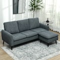 Pikkukuva 2 / 10: Rootz Corner -sohva jalkatuolilla - L -muotoinen sohva - 3 -paikkainen sohva - tiheä vaahtopehmuste - 196cm x 140cm x 88cm