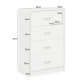 Miniatyrbillede 4 af 7: Rootz Design Skænk Hvid Højglans 60x90x30 cm Skænk Træ Moderne - Smal skuffe kommode Spisestue - Lille universalskab entre Linned kommode soveværelse