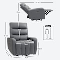 Miniatyrbillede 3 af 10: ROOTZ Relaxation lænestol - polstringstol med liggende funktion - hvilestol - USB -porte - grå - 79x89.5x104cm