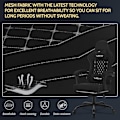 Miniatyrbillede 7 af 9: Rootz Massage Gaming Chair - Ergonomisk kontorstol - Tilbagelænet Gamer Chair - Mesh stof Sæde - Lændestøtte - Justerbar nakkestøtte - 64cm x 127cm x