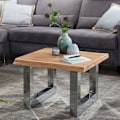 Miniatyrbillede 2 af 6: Rootz sofabord 58 x 40 x 60 cm Acacia massivt træ metalstel Brun - Træstamme Stuebord massivt træ lille - Trækant sofabord Landhus træbord - Bord Dagl
