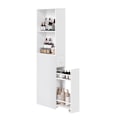 Miniatyrbillede 1 af 6: Rootz Badeværelsets kabinet - Tall Cabinet - smal badeværelsesopbevaring - Rumbesparende - 40 cm x 18 cm x 134,4 cm - Klassisk hvid spånplade