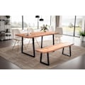 Miniatyrbillede 3 af 6: Rootz Massivt akacietræ Spisebord - Køkkenbord - Rektangulært bord - Naturligt trækorn - Unikt trækantdesign - Justerbare højdeknapper - 140 cm x 80 c