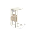 Miniatyrbillede 1 af 7: Rootz Cremehvidt Sidebord - Natbord - Natbord - Spånplader og stål - 30 cm x 40 cm x 62 cm - Kabelstyring - Letvægts 4,1 kg