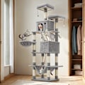 Miniatyrbild 2 av 6: Rootz Cat Tree - Scratching Post - Climbing Tree - Space Saving Amusement Park - 60 x 50 x 206 cm - Grå - Plush & Sisal
